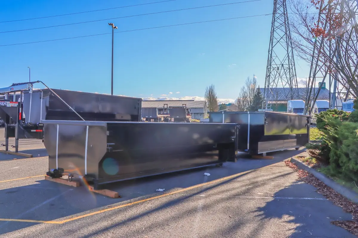 Roll-off dumpster ready for waste disposal at job site for 6 Yard Dumpster Rental in Deltona